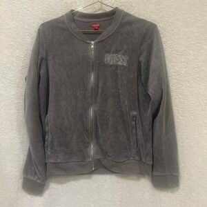 Grey Guess Y2K velour zip-up jacket size medium